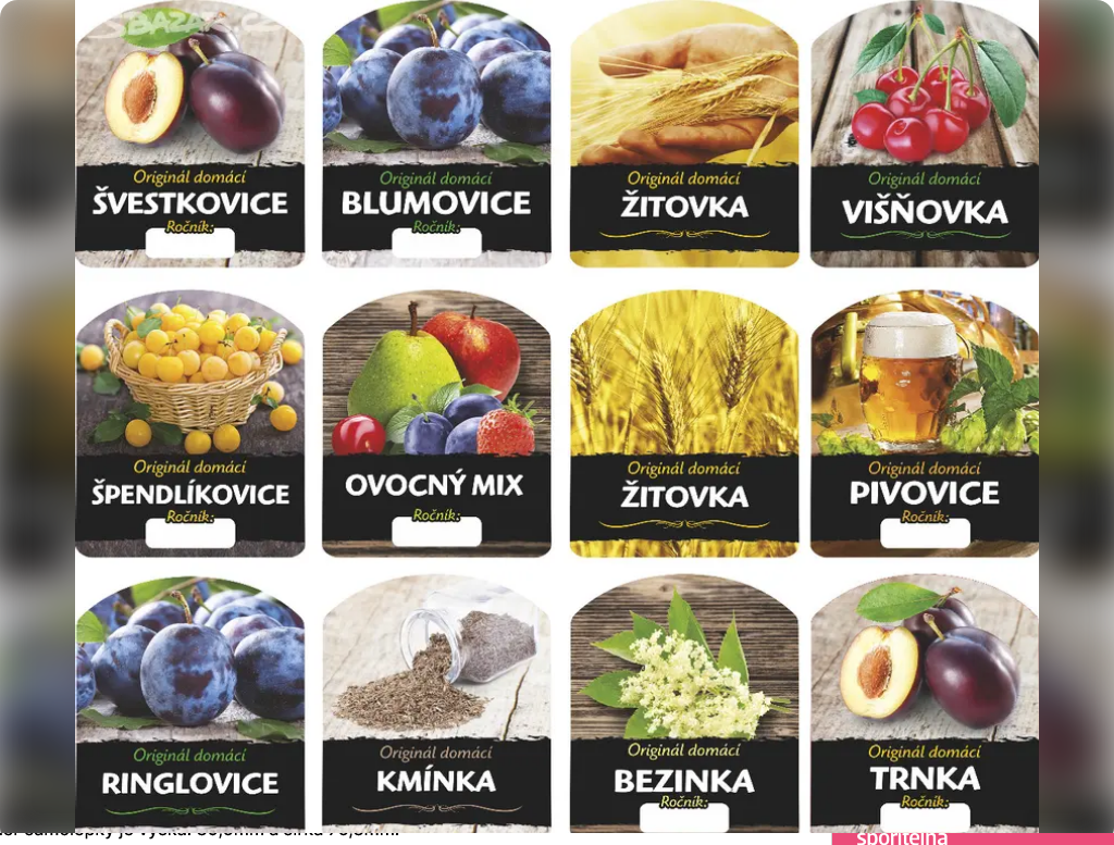 etikety, etiketa, samolepka na slivovici, pálenku - 6