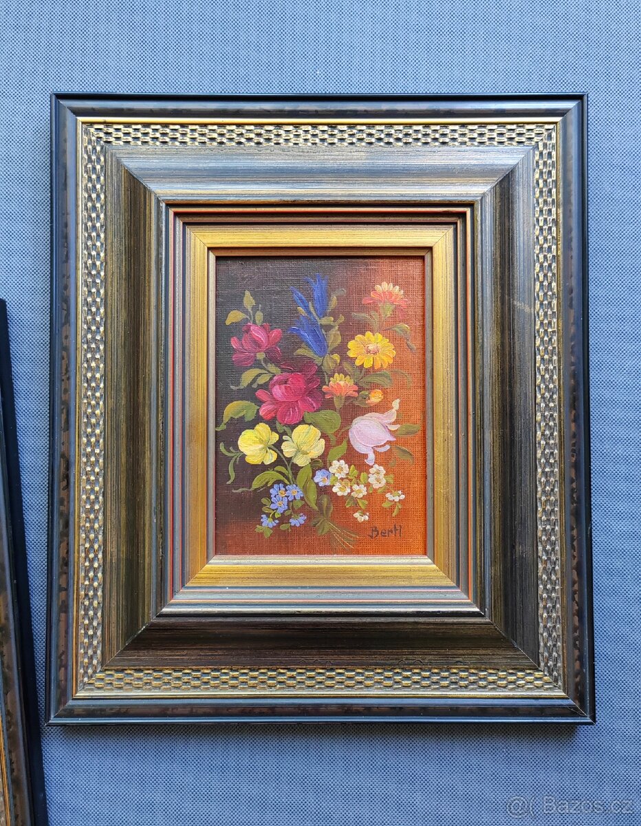 Originální olejová malba "Zátiší s polními květinami" - 6