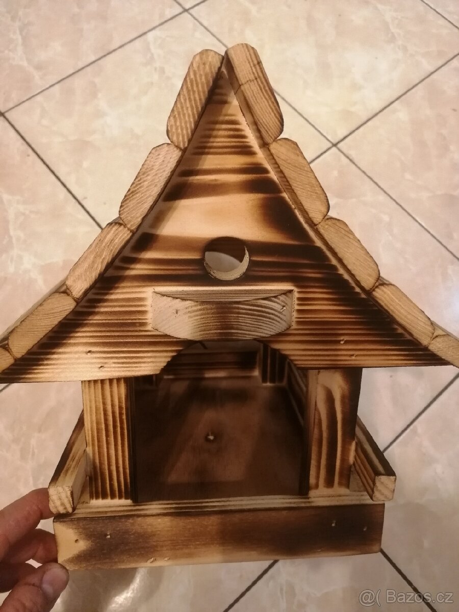 Krmítko designove pro ptaky masivní dřevo - 6