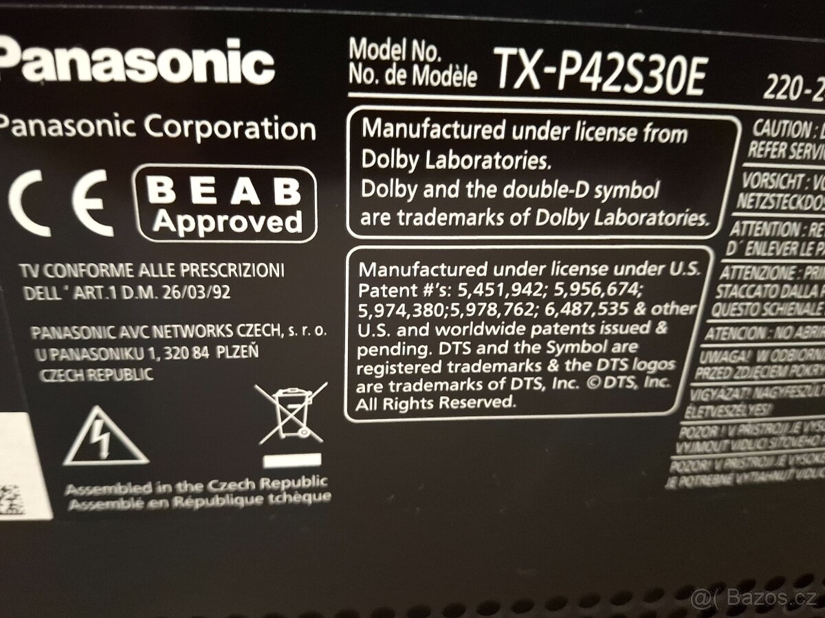 Prodám TV Panasonic 106 cm - 6