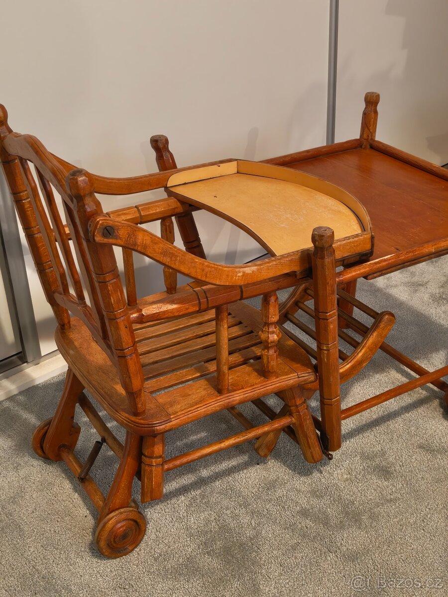 Starožitná dětská jídelní židlička - 6