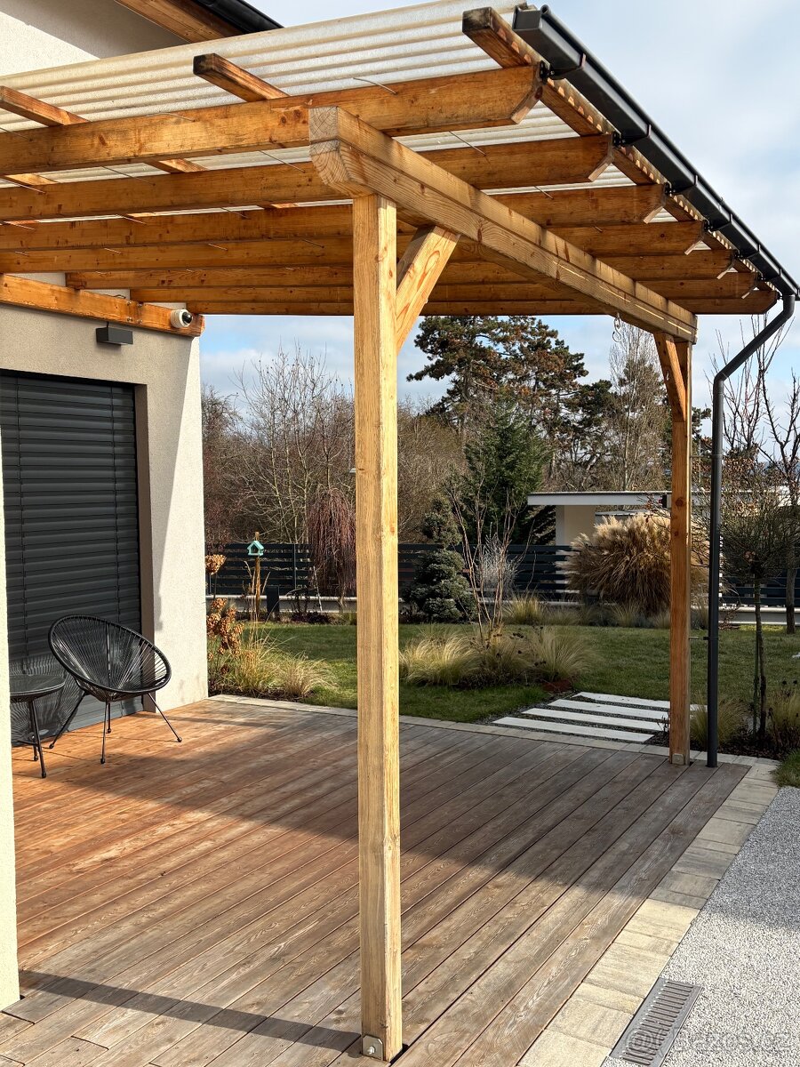 Dřevěná pergola s krytinou 4x3,7 m - 6