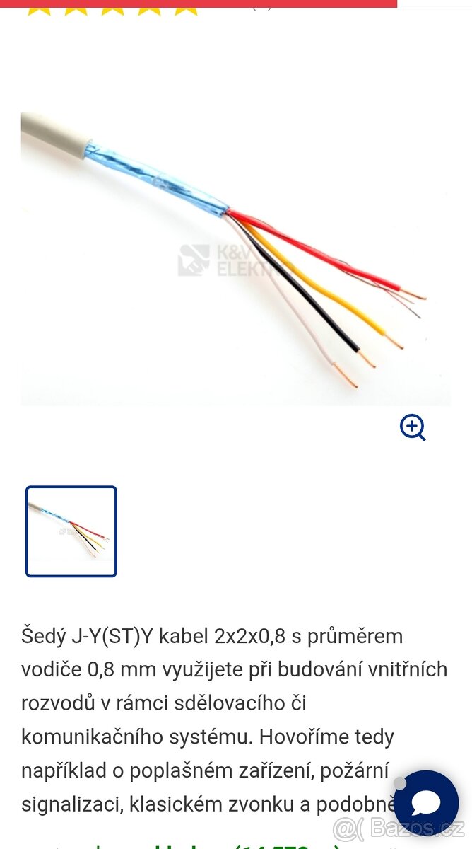 Kabel J-Y(ST)Y šedý 2x2x0,8 metráž - 6