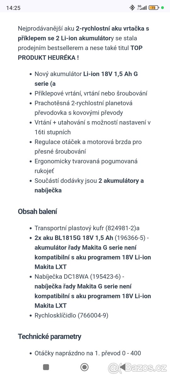 Aku příklepová vrtačka Makita - 6