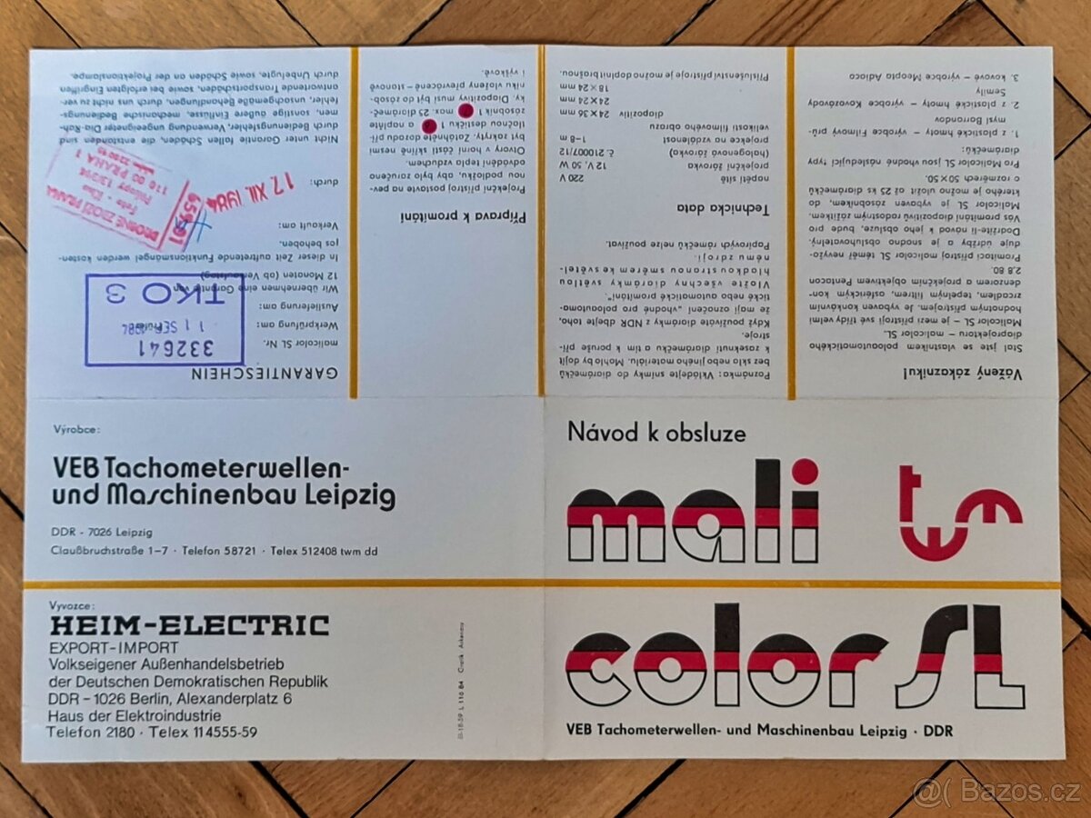 Diaprojektor Malicolor SL, pův. zár. list, rámečky - 6