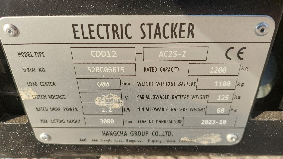 HC Hangcha CDD12 vysokozdvižný vozík aku - 6