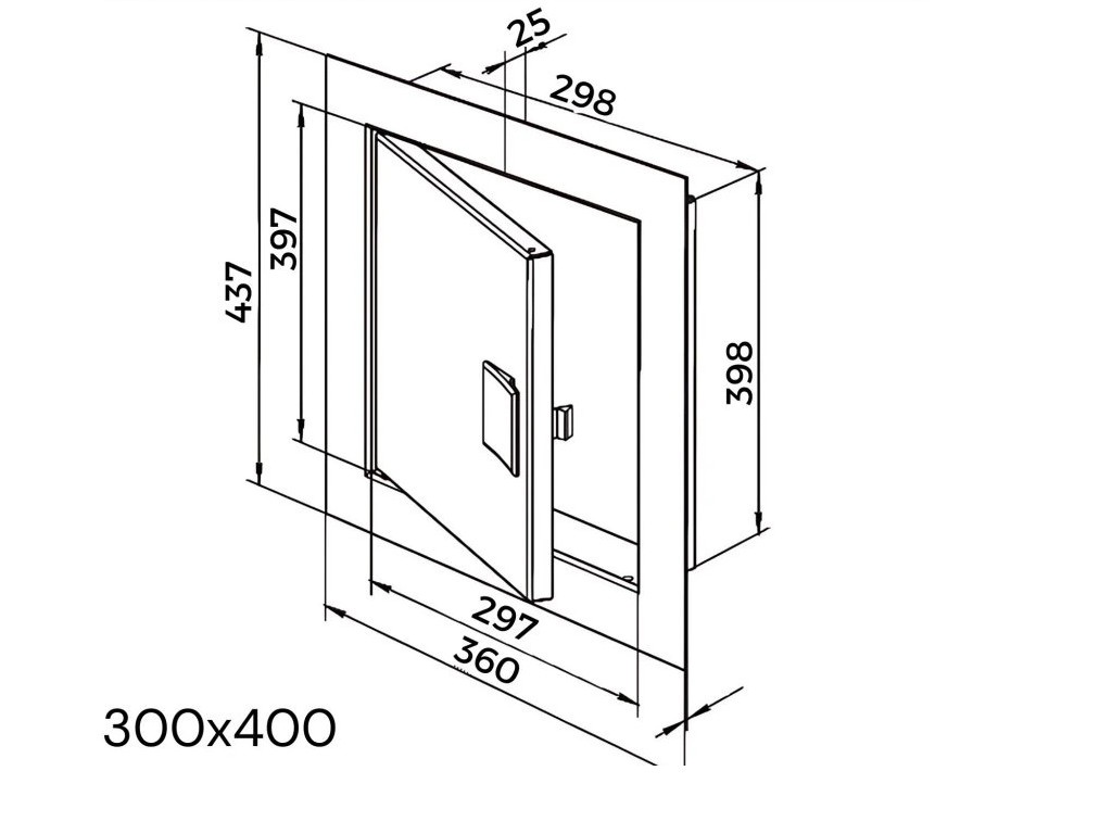 Revizní dvířka kovová s úchytem 300x400 - 6