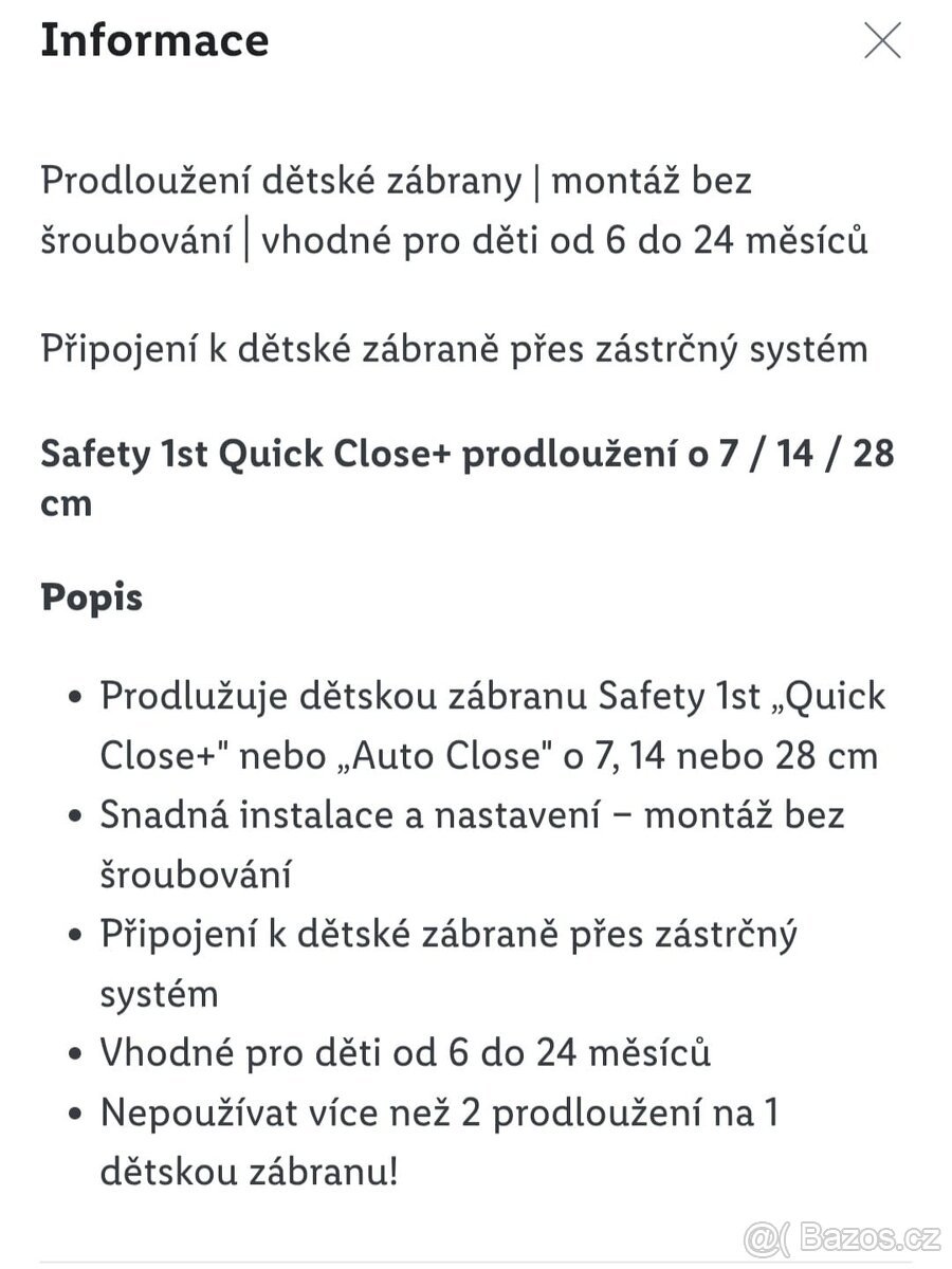 Dětská zábrana Quick Close + 2x prodloužení - 6