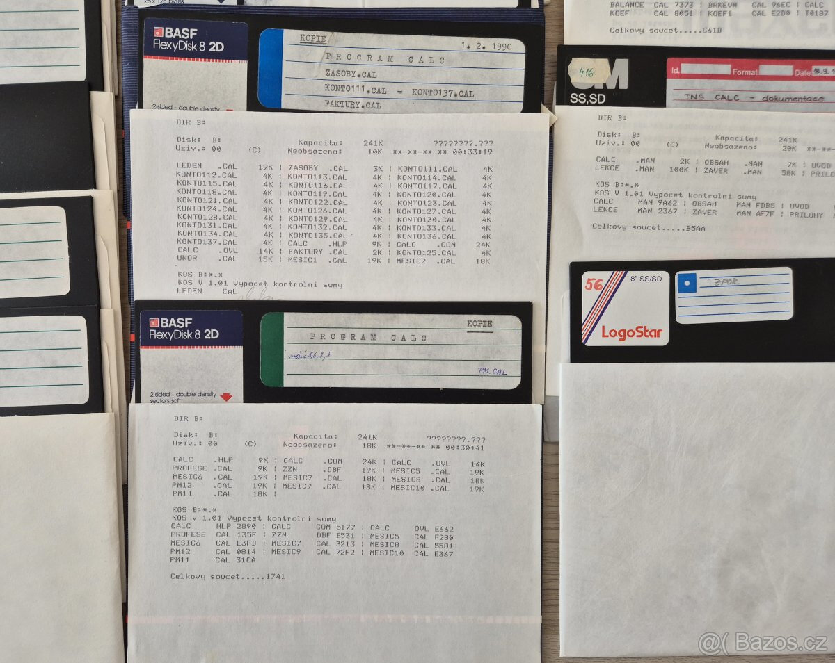 Diskety 8" - 40 kusů, možno jednotlivě, 3 krabičky - 6