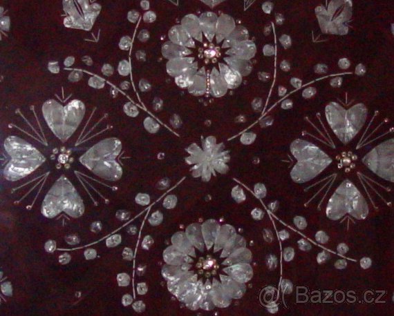 Olej na kartonu, podmalba na skle, rybí výšivka - 6