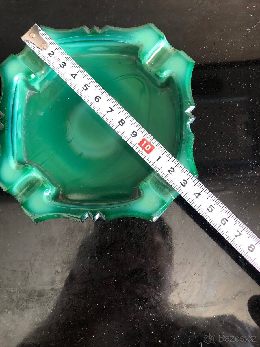 Váza a popelník malachitové sklo. - 6