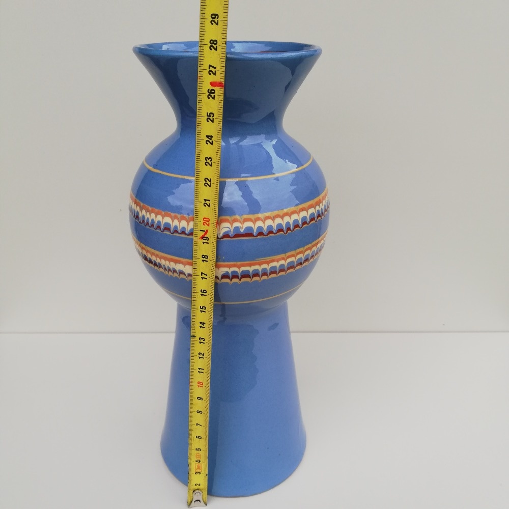 Retro keramická váza modrá mlhovina. - 6