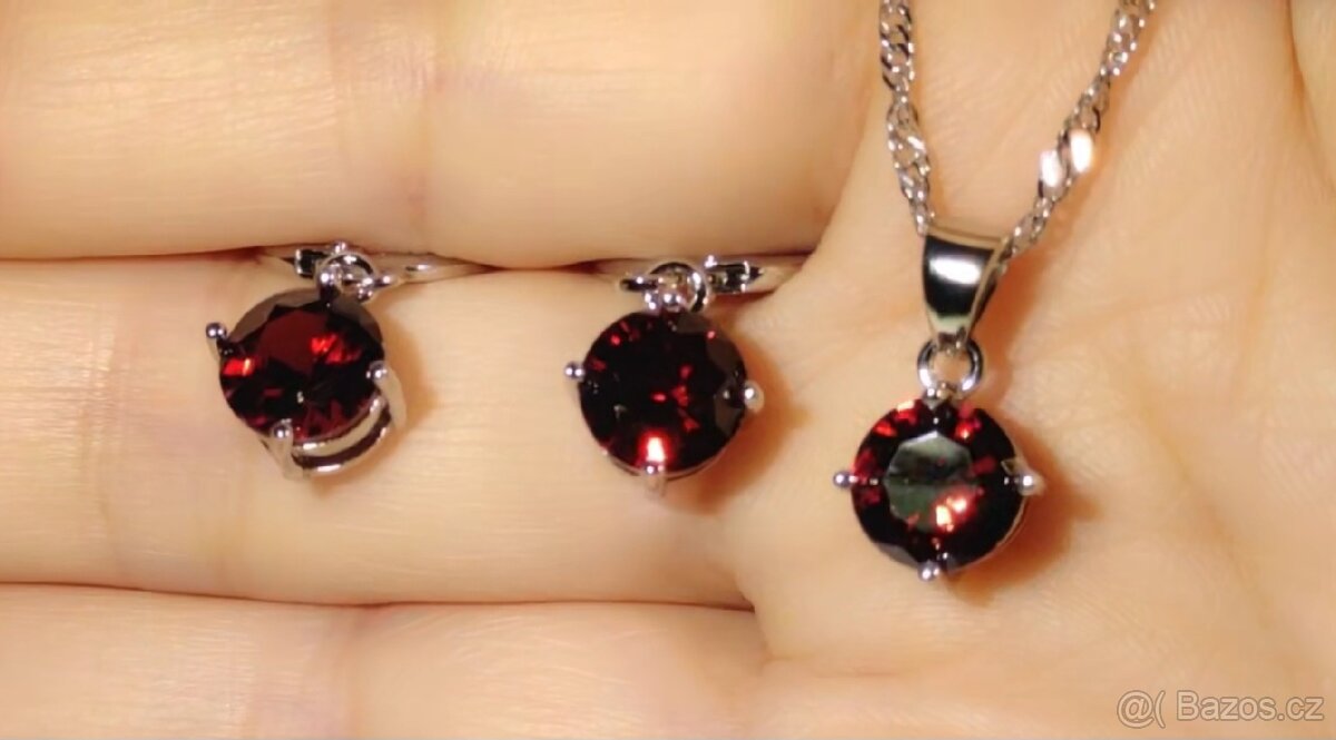 Nová dámská stříbrná sada souprava šperků si kamínky 925 - 6