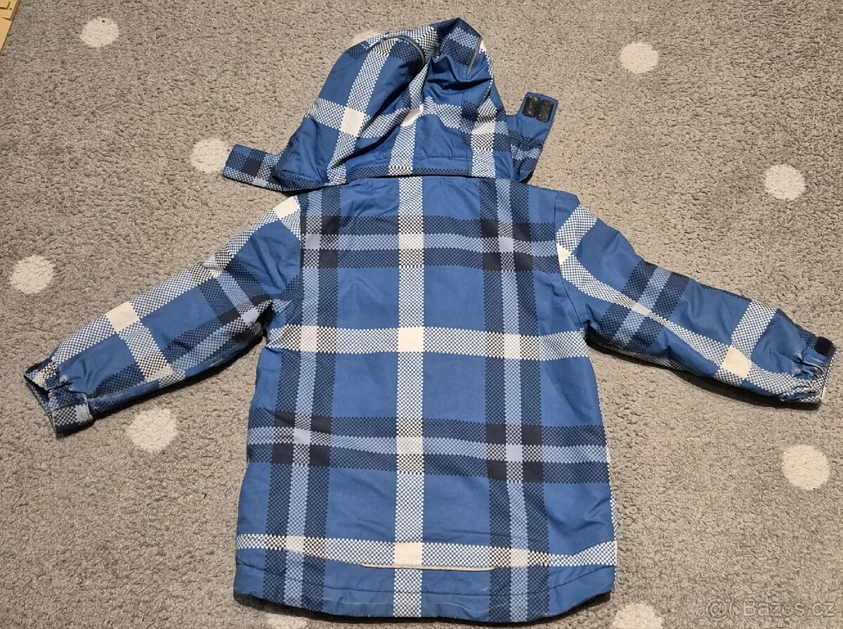 zimní souprava modrá kostkovaná kombinéza Tchibo 86-92 - 6