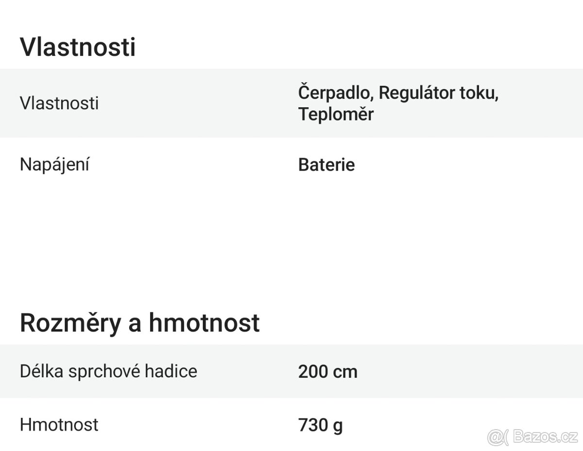 Zahradní sprcha, dobíjecí baterie - 6