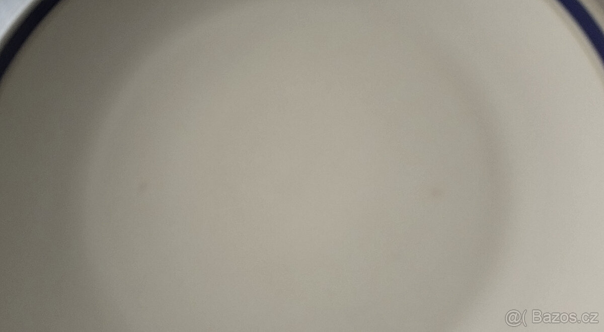 značený 6osobní set talířů a slánka - slonová kost, kobalt - 6