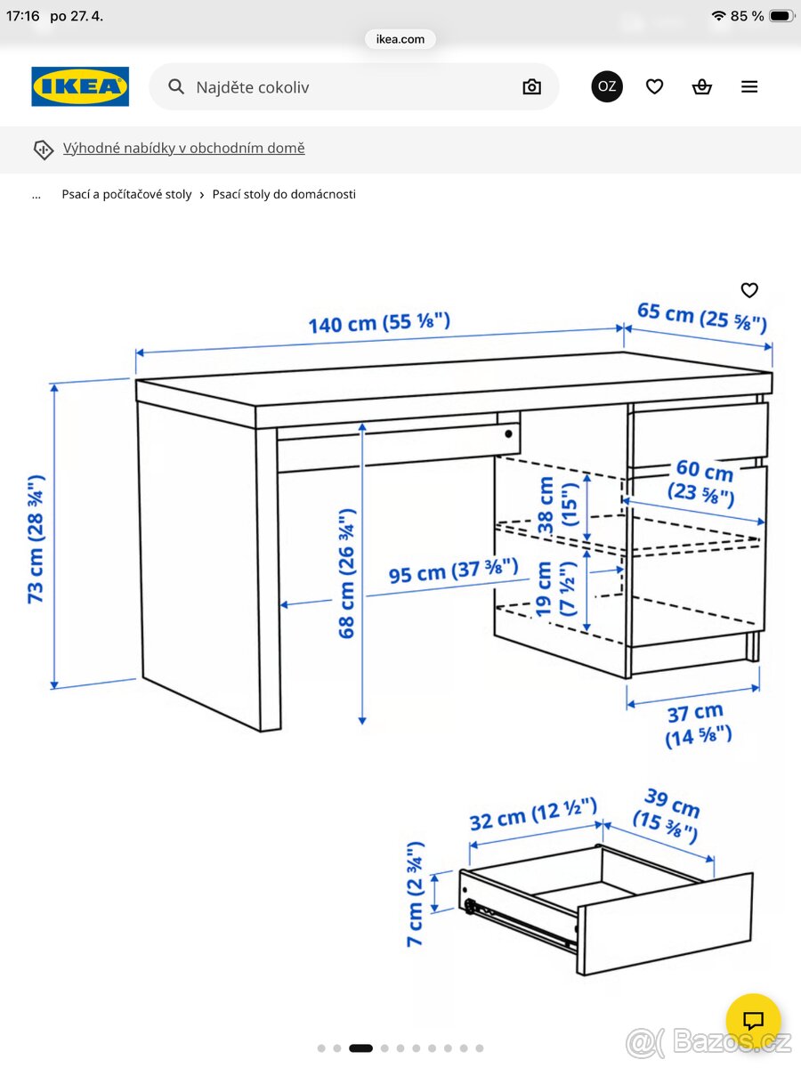 psací stůl Malm Ikea - 6