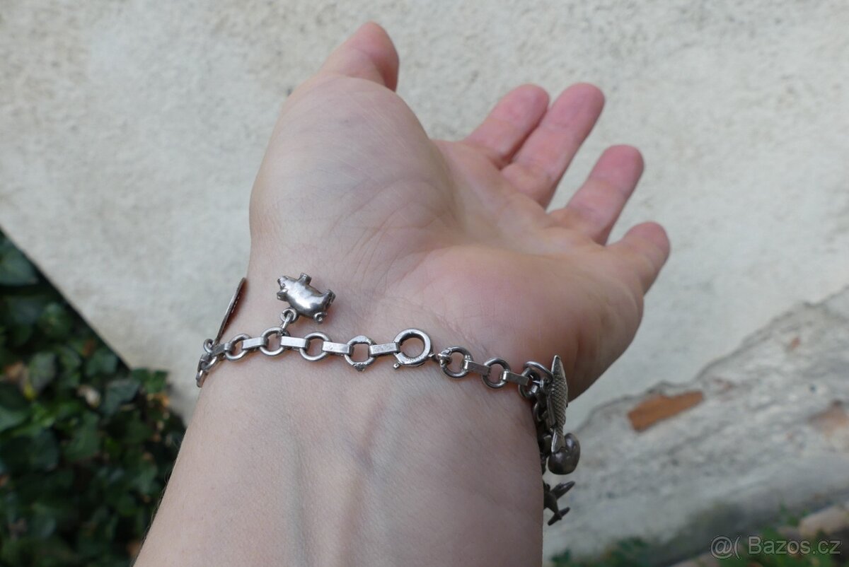 Žebrácké náramky, stříbrné náramky s ověsky - 6