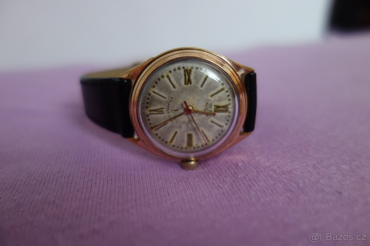 Německé pozlacené hodinky GUB Glashutte Q1 - 6