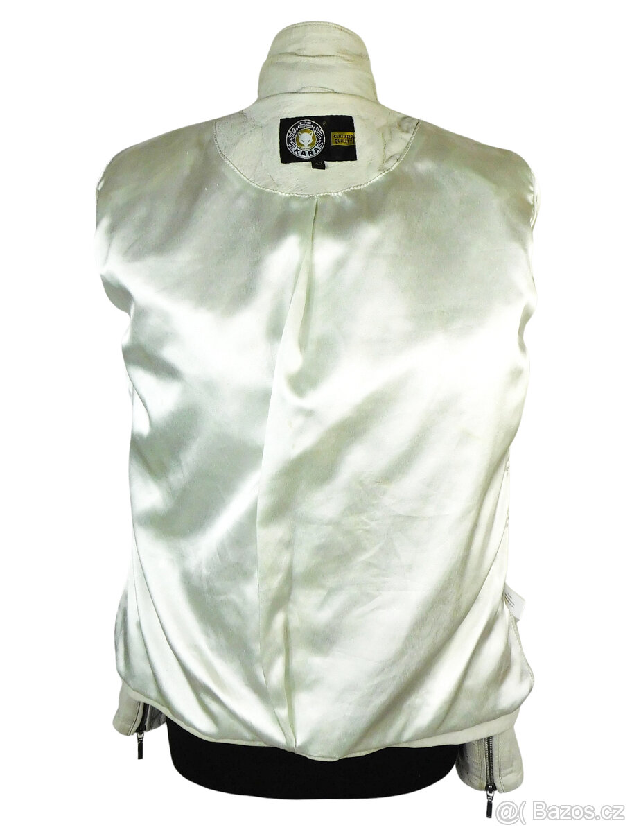 Kožená dámská šedá (slonová kost) bunda KARA vel. L - 6