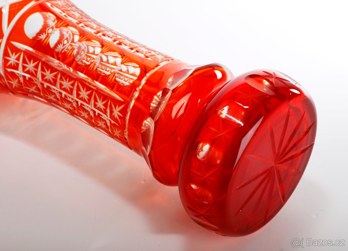 Velká skleněná broušená váza 35cm - 6