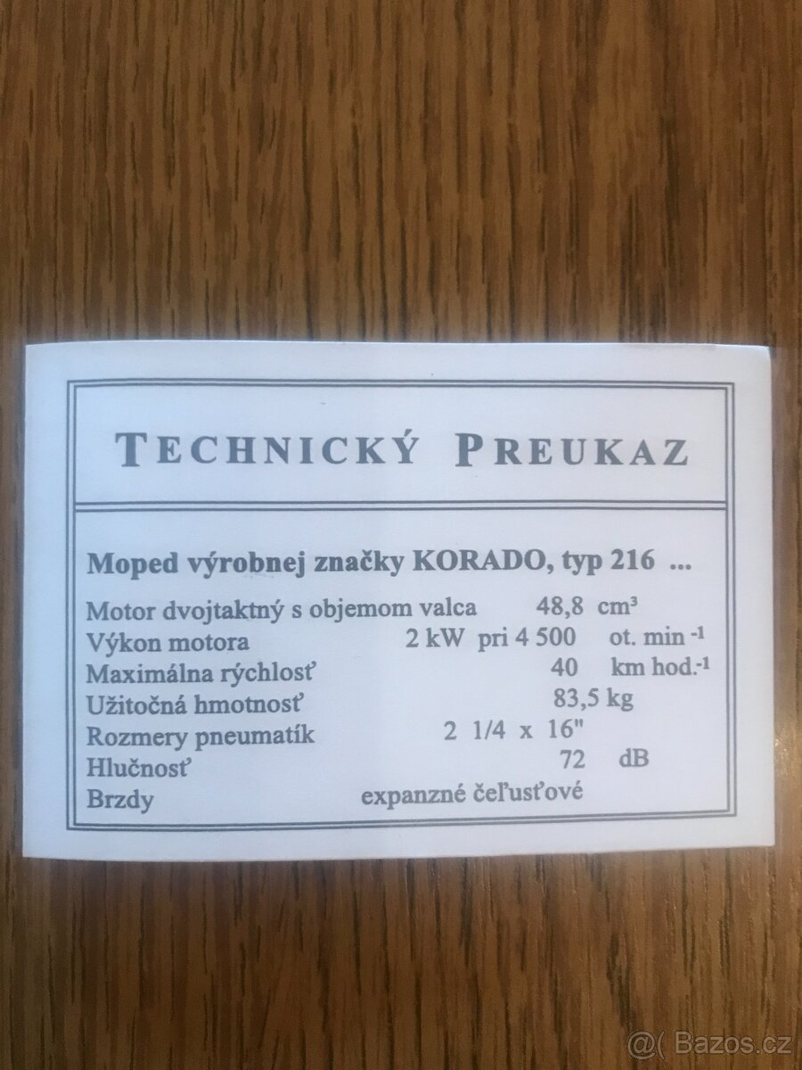 Prodam karticku na KORADO typ 216 - 6