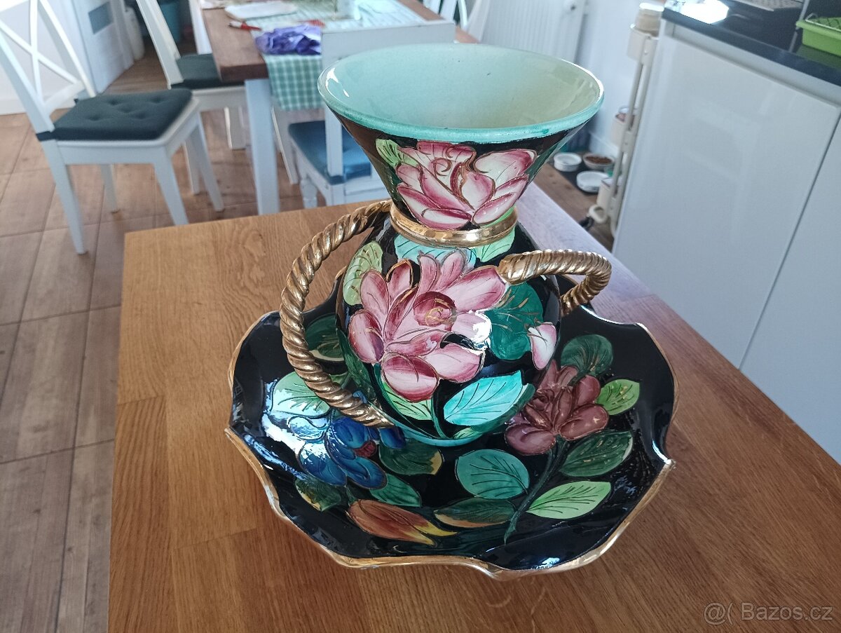 FAJÁNS VÁZA S MÍSOU HÉLÉNE UGO VALLAURIS PROVENCE FRANCE - 6