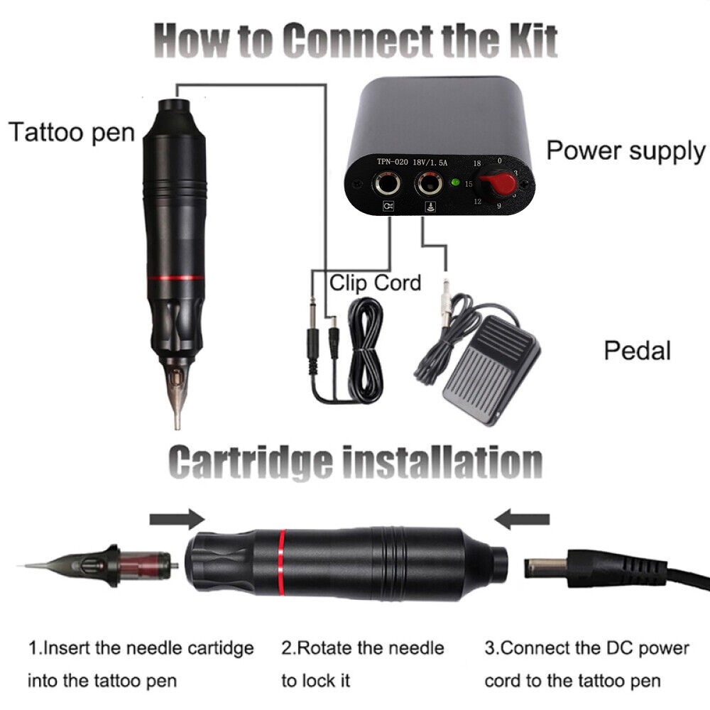 KOMPLETNÍ TETOVACÍ SADA TATTOO SET ROTAČNÍ STROJEK - 6