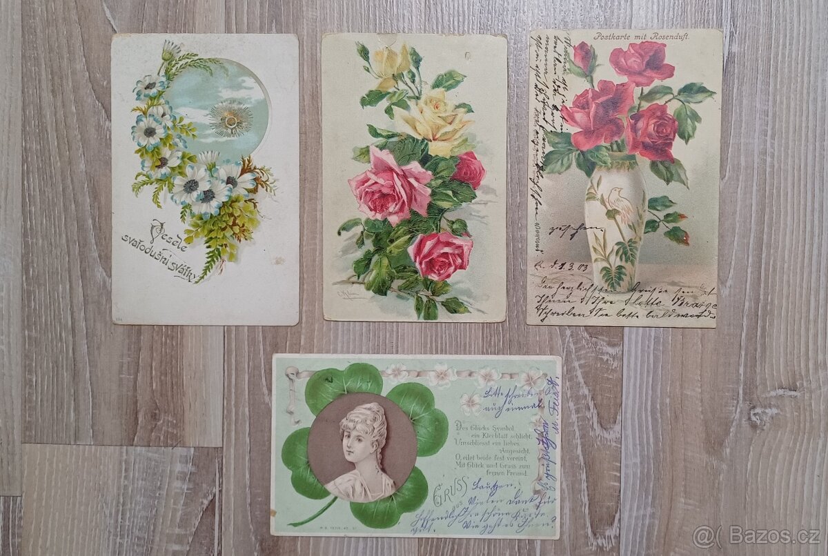 Staré pohledy Děti a Květiny - 6