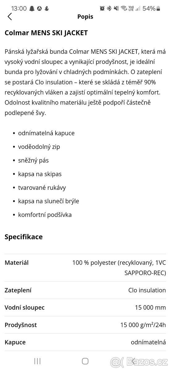 Nová pánská (juniorská) lyžařská bunda COLMAR - 6