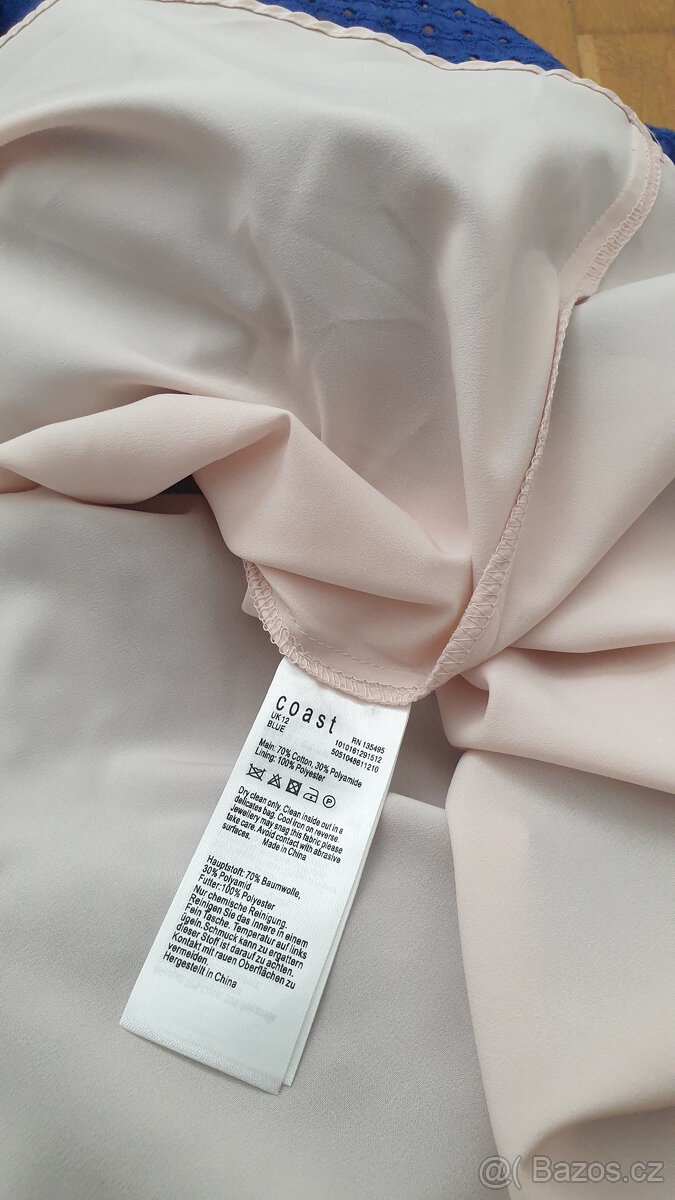 Modré bavlněné šaty s kapsami, UK12/40/L - 6