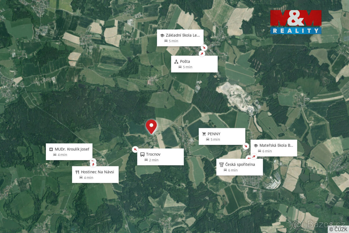 Prodej pozemku s rozestavěným domem,834 m² Trocnov u Borovan - 6