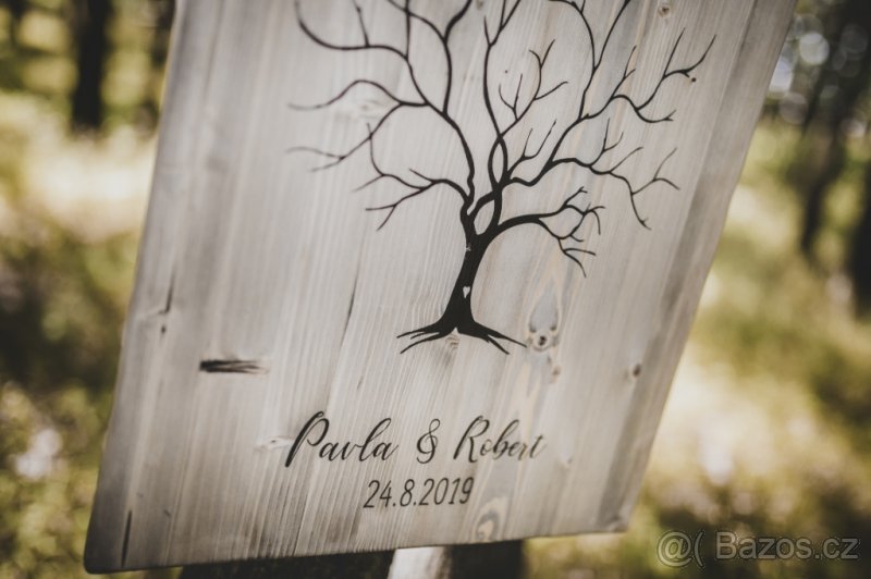 Svatební dekorace - Obraz s podpisy - Strom - 6