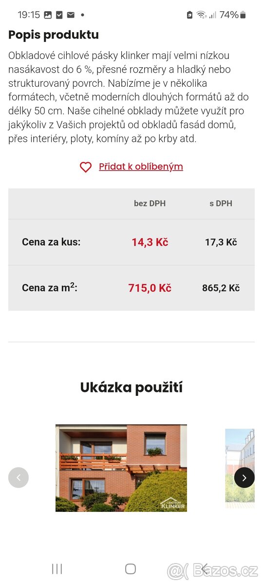 Obkladové fasádní pásky Klinker - červené - 12 m2 nové - 6