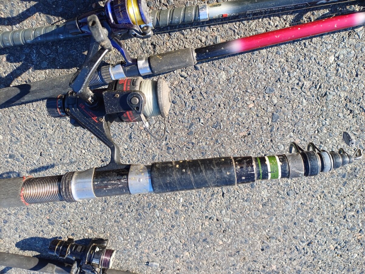 6 rybářských prutů s navijáky - 6