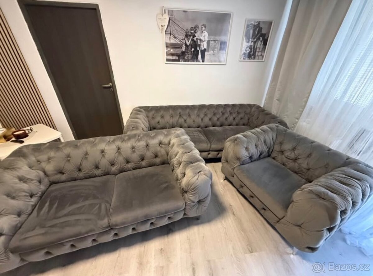 Chesterfield samet 3+2+1 - 6