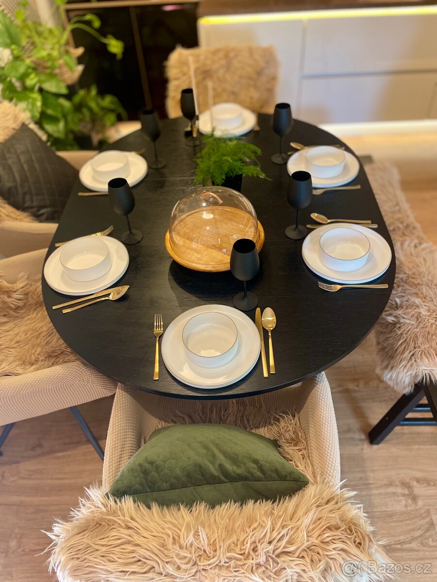 Kulatý rozkládací jídelní stůl Malaga, dekor dub, 115–155 cm - 6