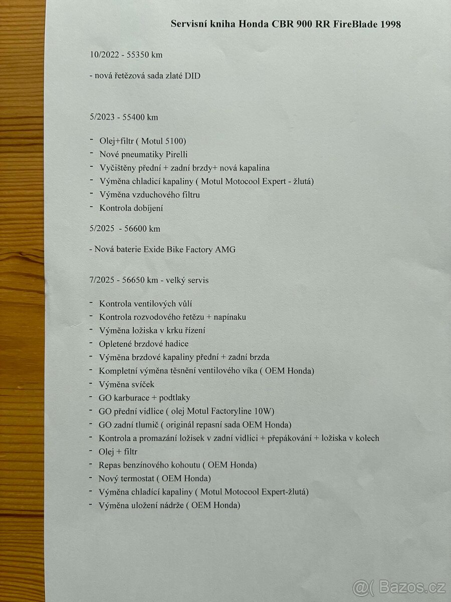 Honda CBR 900 RR FireBlade po kompletním servise, ORIGINÁL - 6