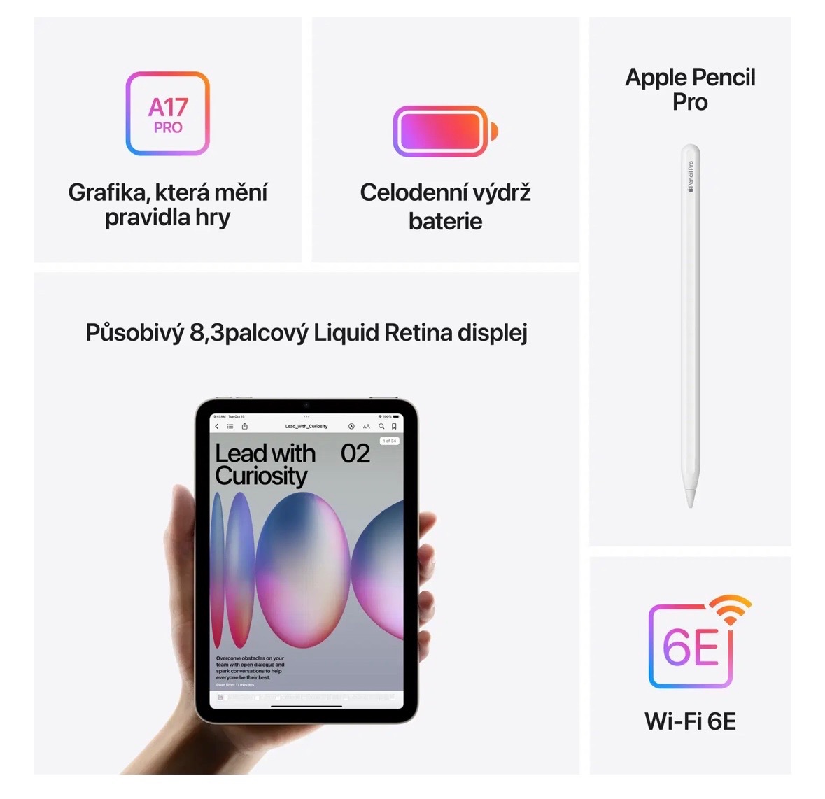 Prodám tablet Apple iPad mini (2024) Wi-Fi + Cellular 128GB - 6