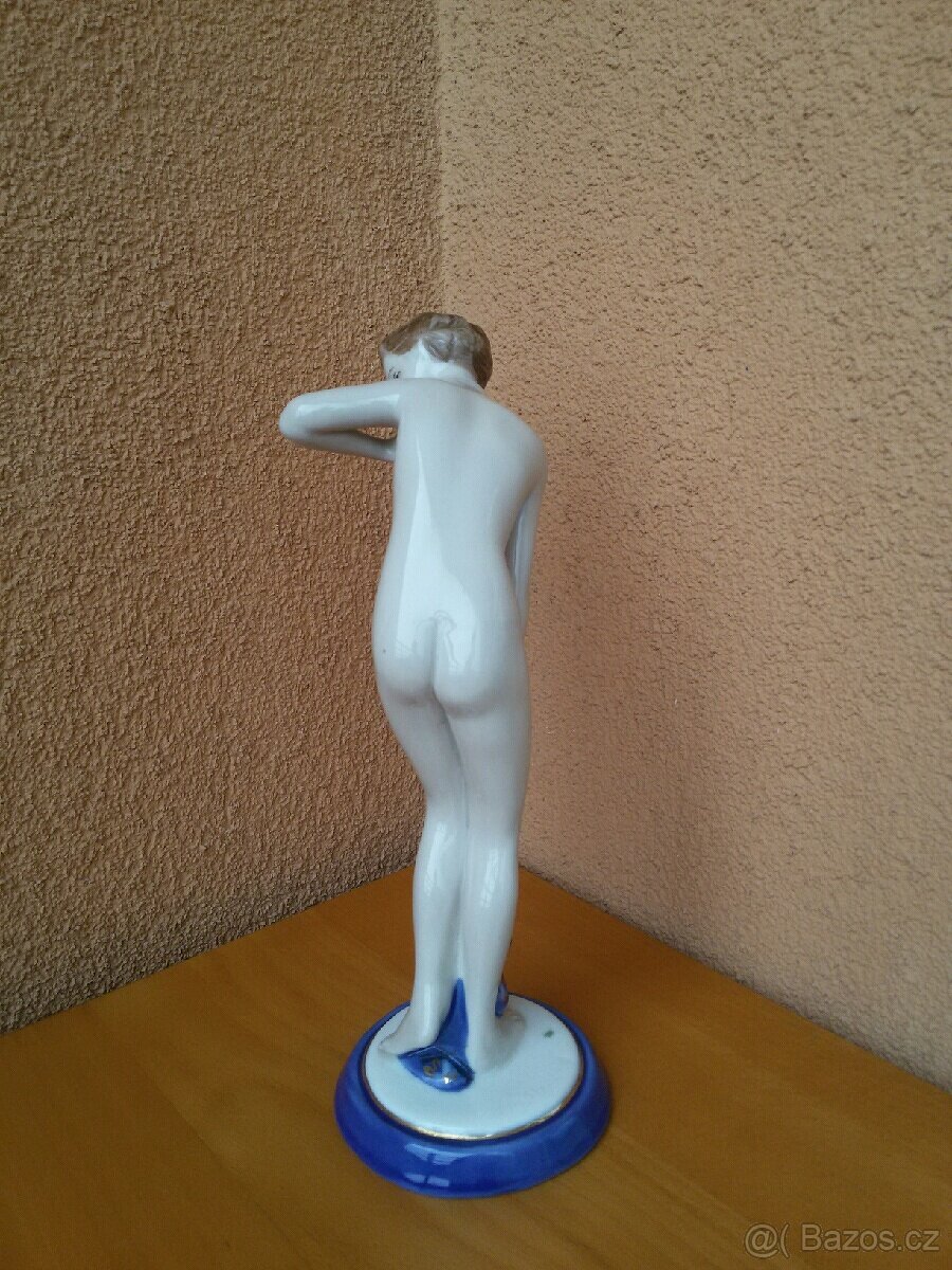 STAROŽITNA PORCELÁNOVA SOŠKA, DÍVČÍ AKT. - 6