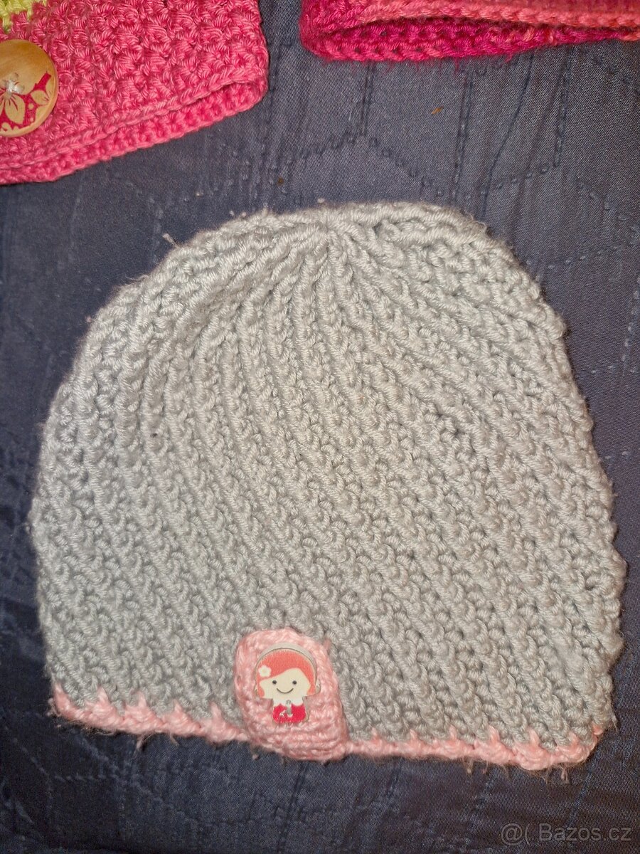 Sada háčkovaných čepiček pro 3-5 letou holčičku - 6