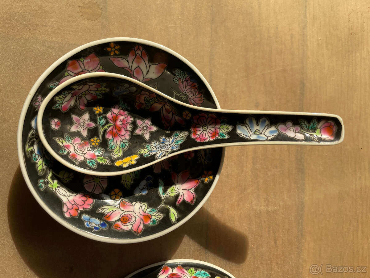 Čínský porcelán - 3 dílná sada na polévku - 6