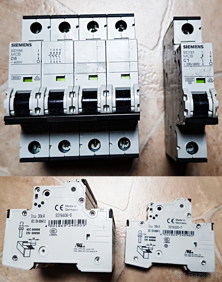 Jističe, Motorový spouštěče, svorky - 6