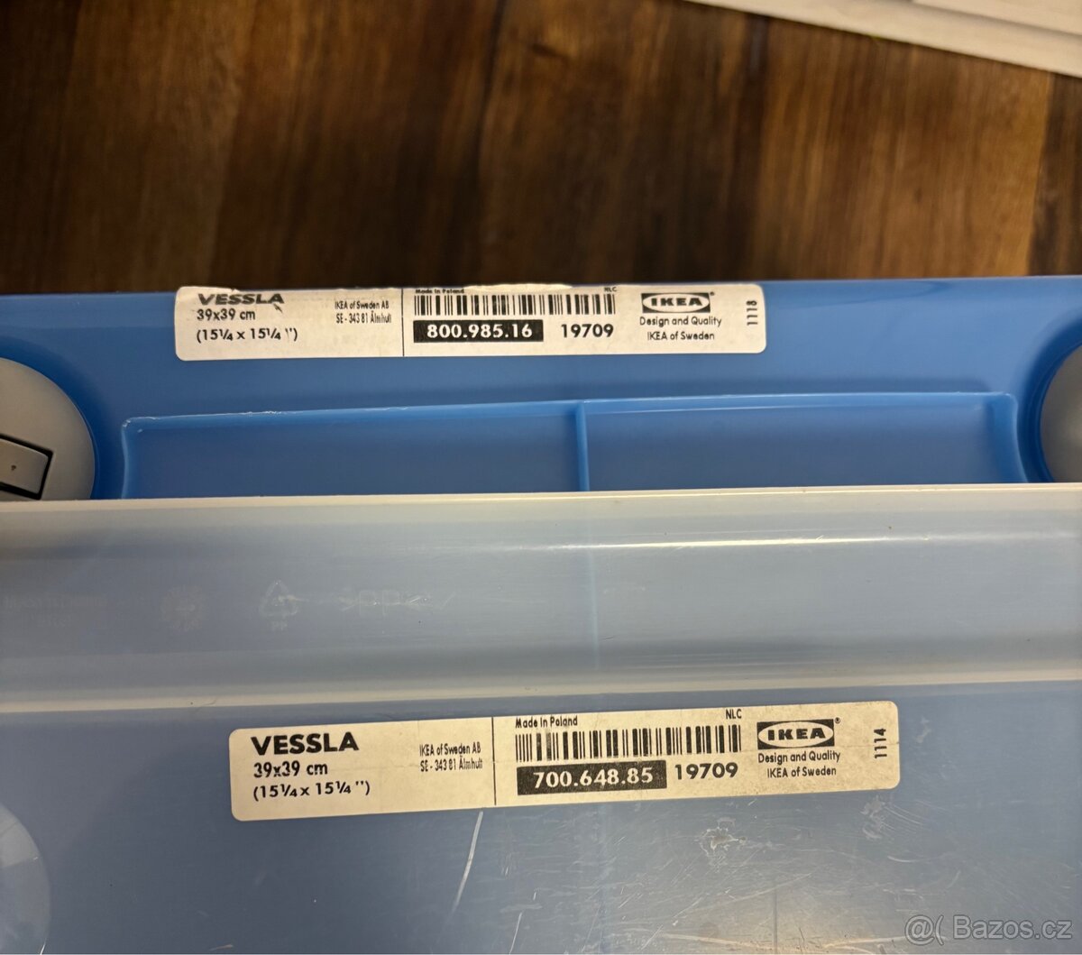 IKEA VESSLA krabice s kolečky a víkem, modrá - 6