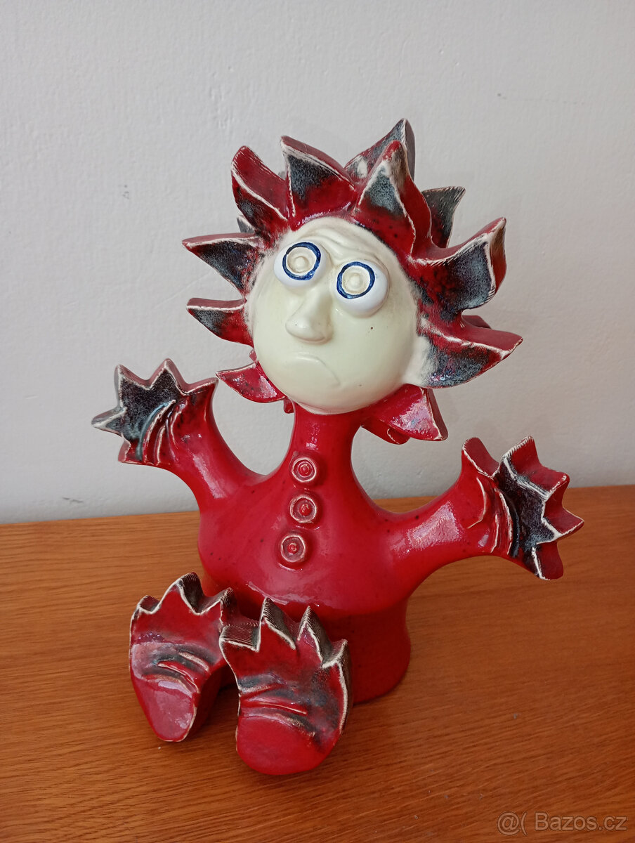 Ohnivý mužíček keramika,design ALEXANDER WALTER - 6