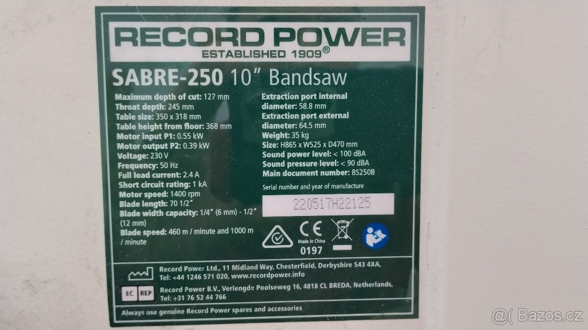 Pásová pila SABRE 250 Power Record - 6
