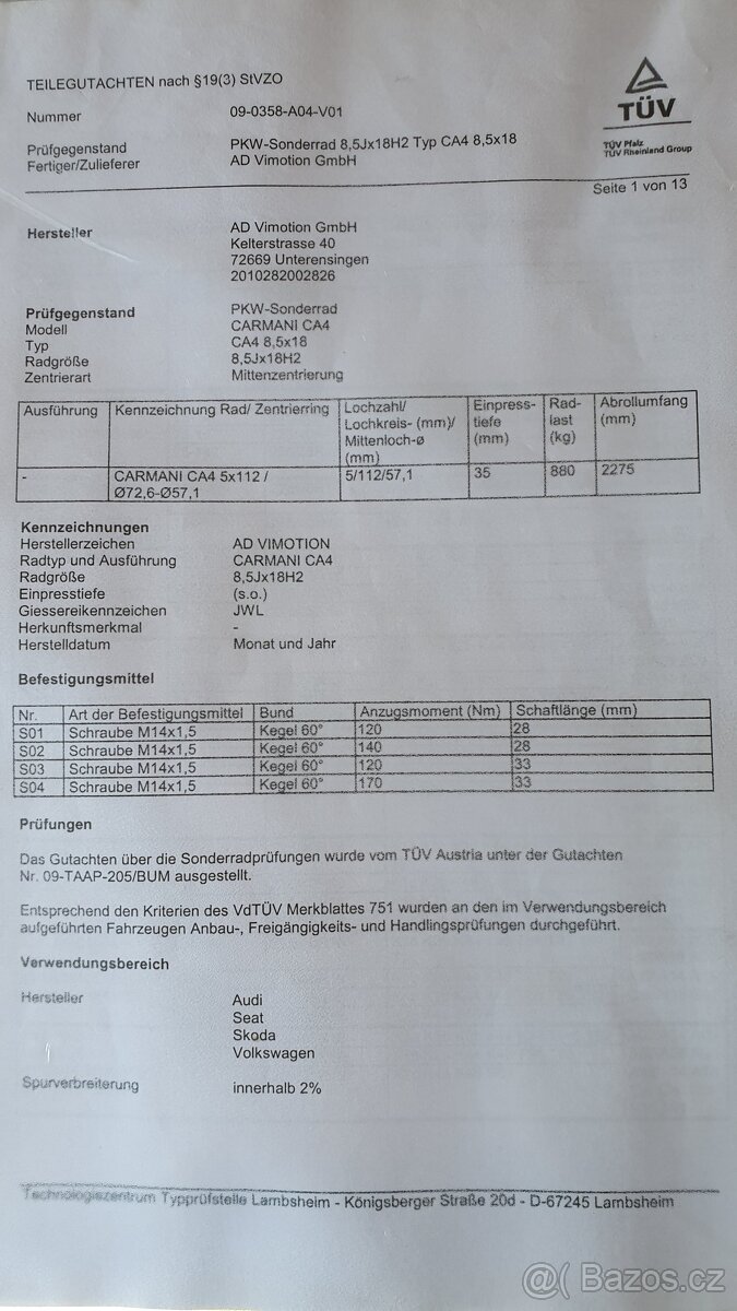 18" Carman roztec 5x112 - 6