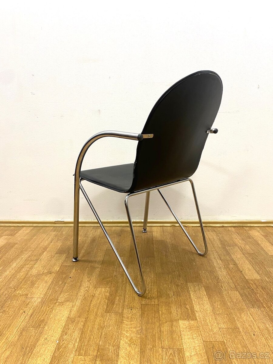 Retro židle 80. léta kůže chrom - 6