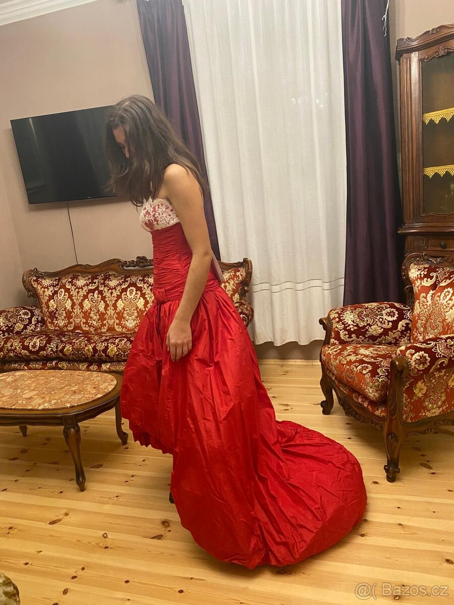 Nové plesové společenské slavnostní svatební hedvábné šaty - 6