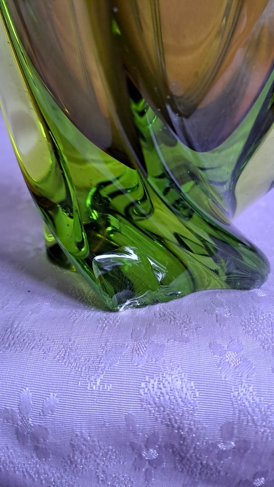 HUTNÍ SKLO VÁZA a ZELENÁ VÁZA 50.-60.léta - 6